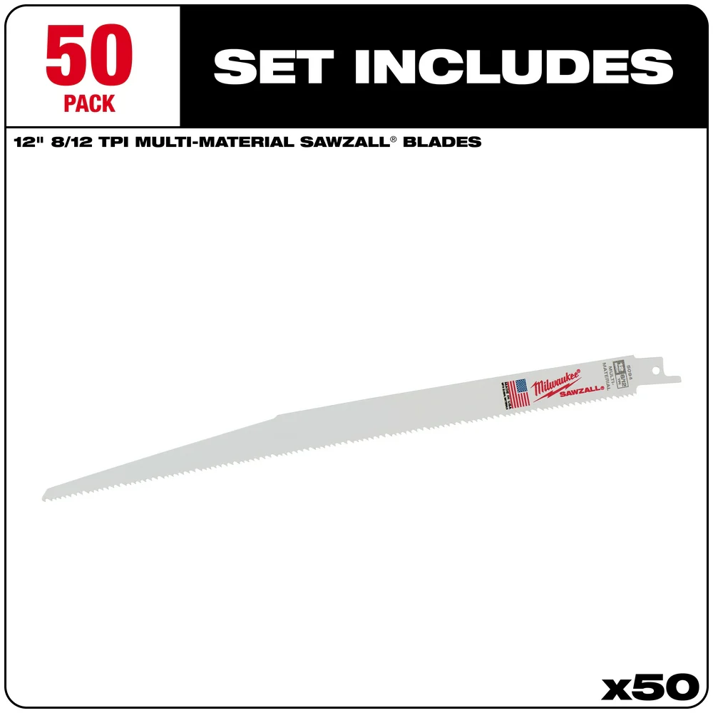 Milwaukee 9" 14 TPI General Purpose SAWZALL Reciprocating Saw Blades (50 PK) 48-01-6094 - Image 3