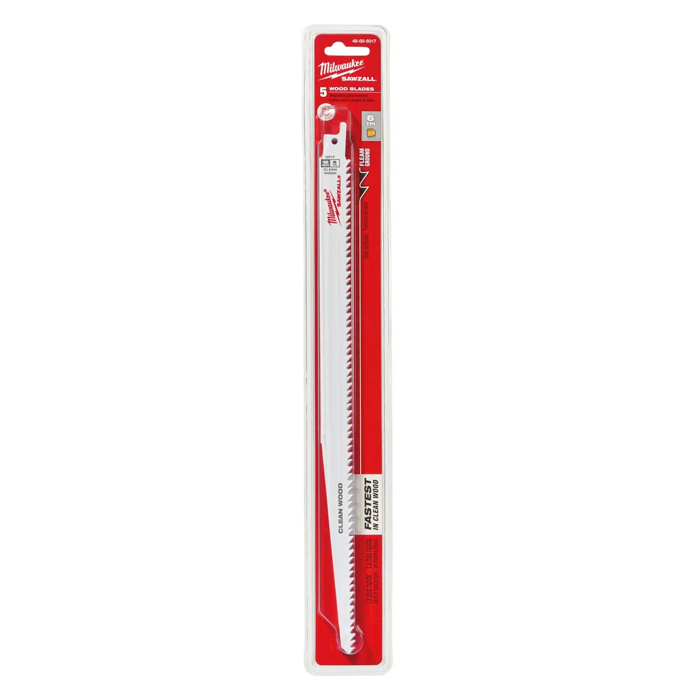 Milwaukee 9" 6 TPI Wood Cutting SAWZALL Reciprocating Saw Blade 5-Pack 48-00-5017 - Image 7