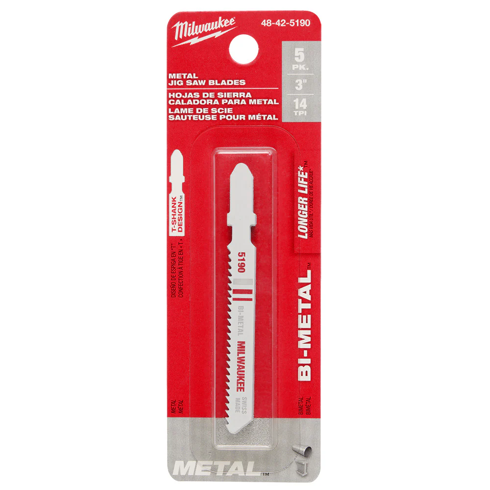 Milwaukee 3" 14 TPI Bi-Metal T-Shank Jig Saw Blade (5 PK) 48-42-5190 - Image 9