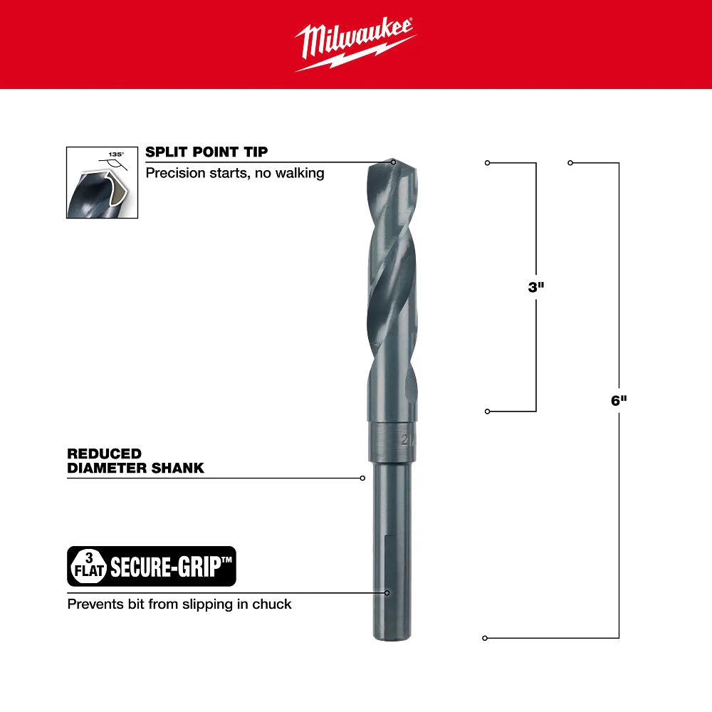 Milwaukee 21/32" Thunderbolt Silver & Deming Black Oxide Drill Bit 48-89-2743
