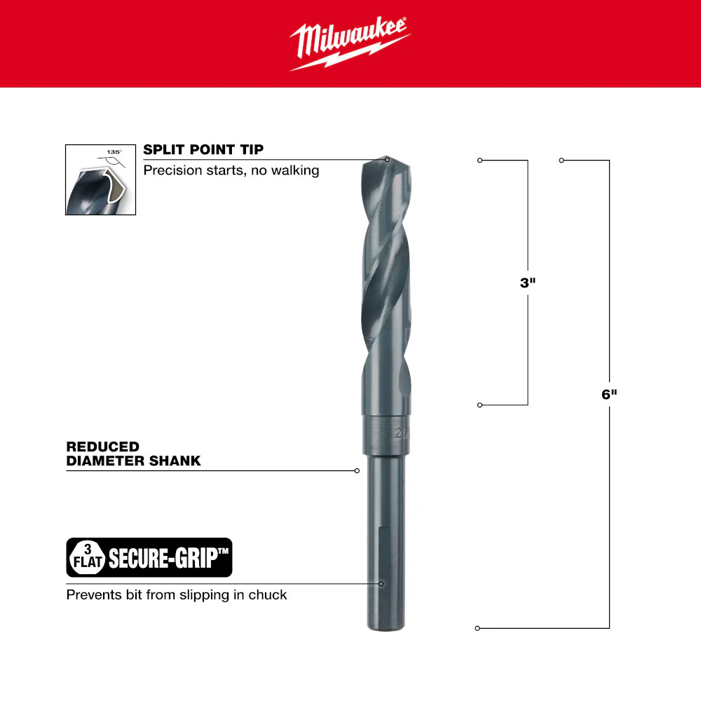 Milwaukee 21/32" Thunderbolt Silver & Deming Black Oxide Drill Bit 48-89-2743 - Image 4