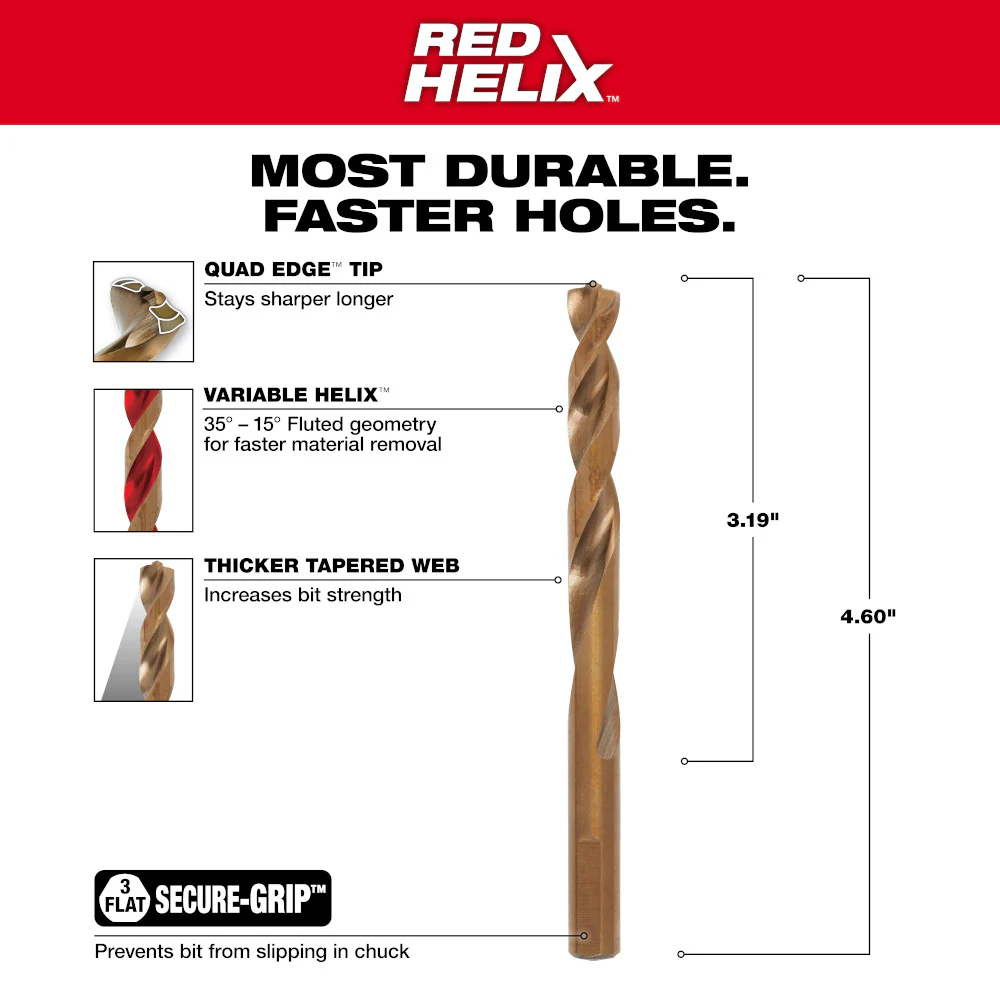 Milwaukee 21/64" COBALT RED HELIX Drill Bit 48-89-2320 - Image 4
