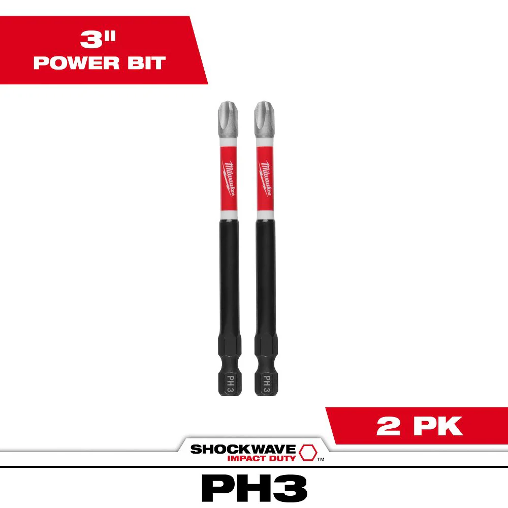 Milwaukee SHOCKWAVE 3-1/2" Phillips #3 Impact Duty Bits 48-32-4664