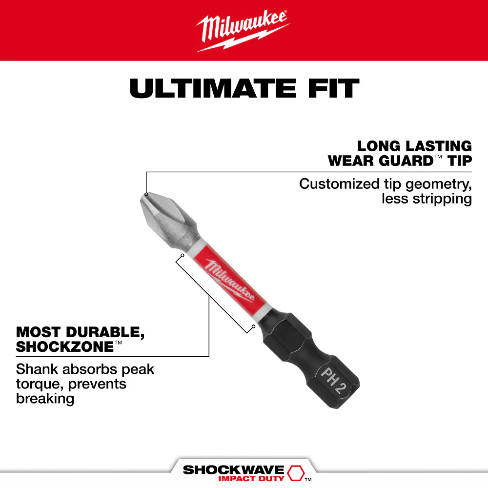 Milwaukee SHOCKWAVE 3-1/2" Phillips #3 Impact Duty Bits 48-32-4664 - Image 5