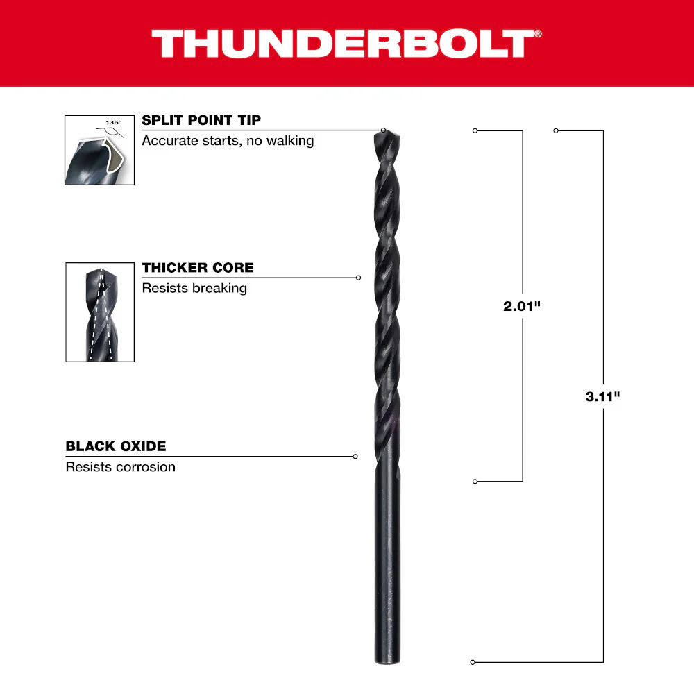 Milwaukee 5/32" Thunderbolt Black Oxide Drill Bit 48-89-2716 - Image 4