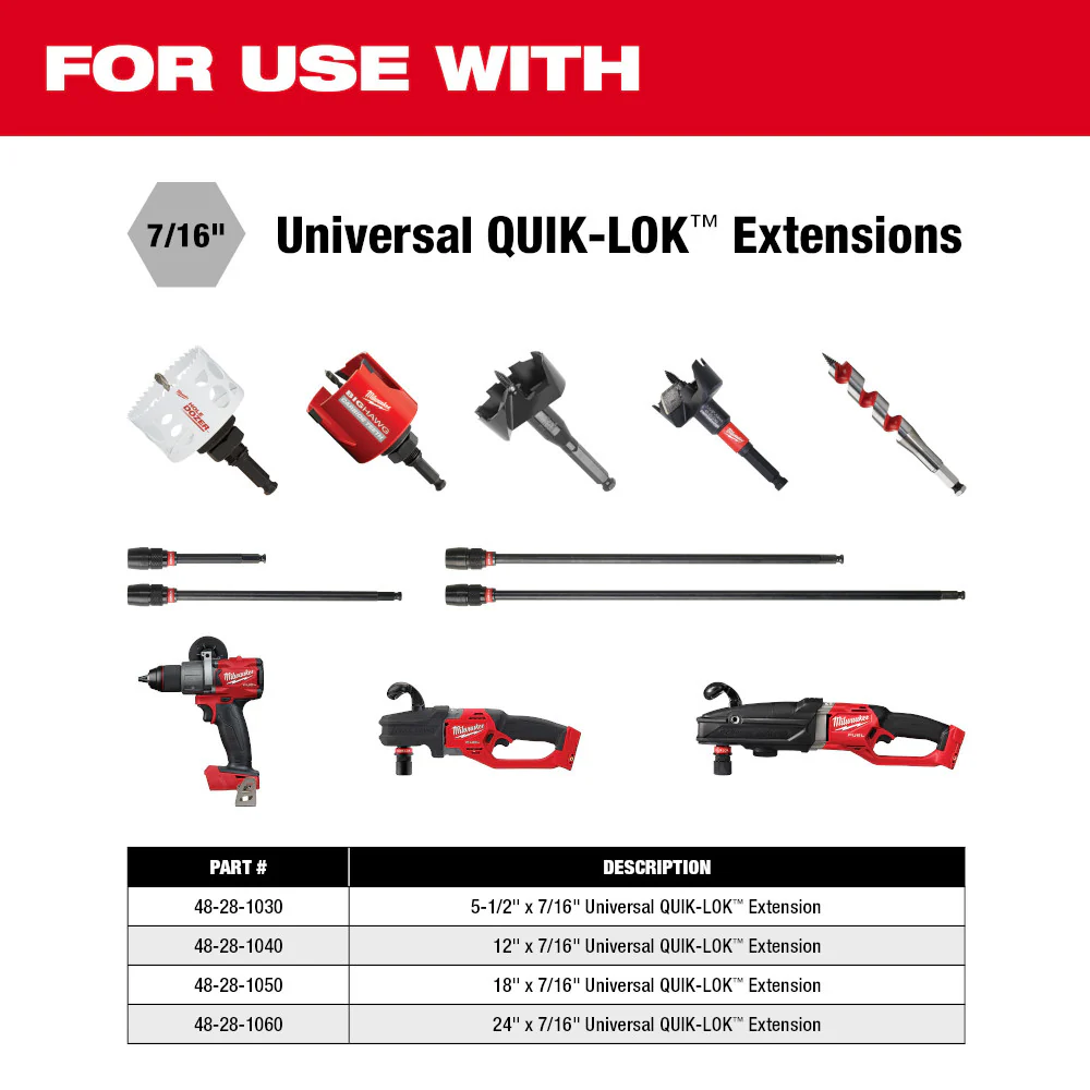 Milwaukee 18" Quik-Lok 7/16" Universal Extension 48-28-1040 - Image 3