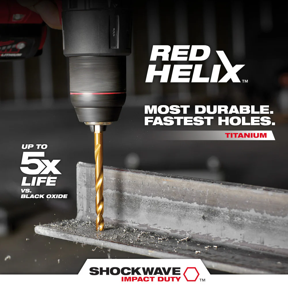 Milwaukee 9/64" SHOCKWAVE RED HELIX Titanium Drill Bit 48-89-4606 - Image 5