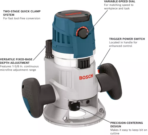 BOSCH 2.3 HP Electronic Fixed-Base Router - Image 2