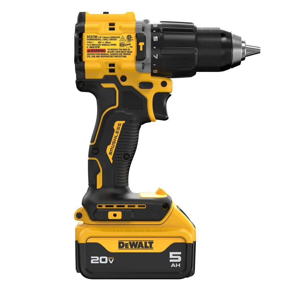 DEWALT ATOMIC 20V MAX 1/2" Brushless Hammer Drill Kit DCD799P1 - Power Tool Store - Image 2