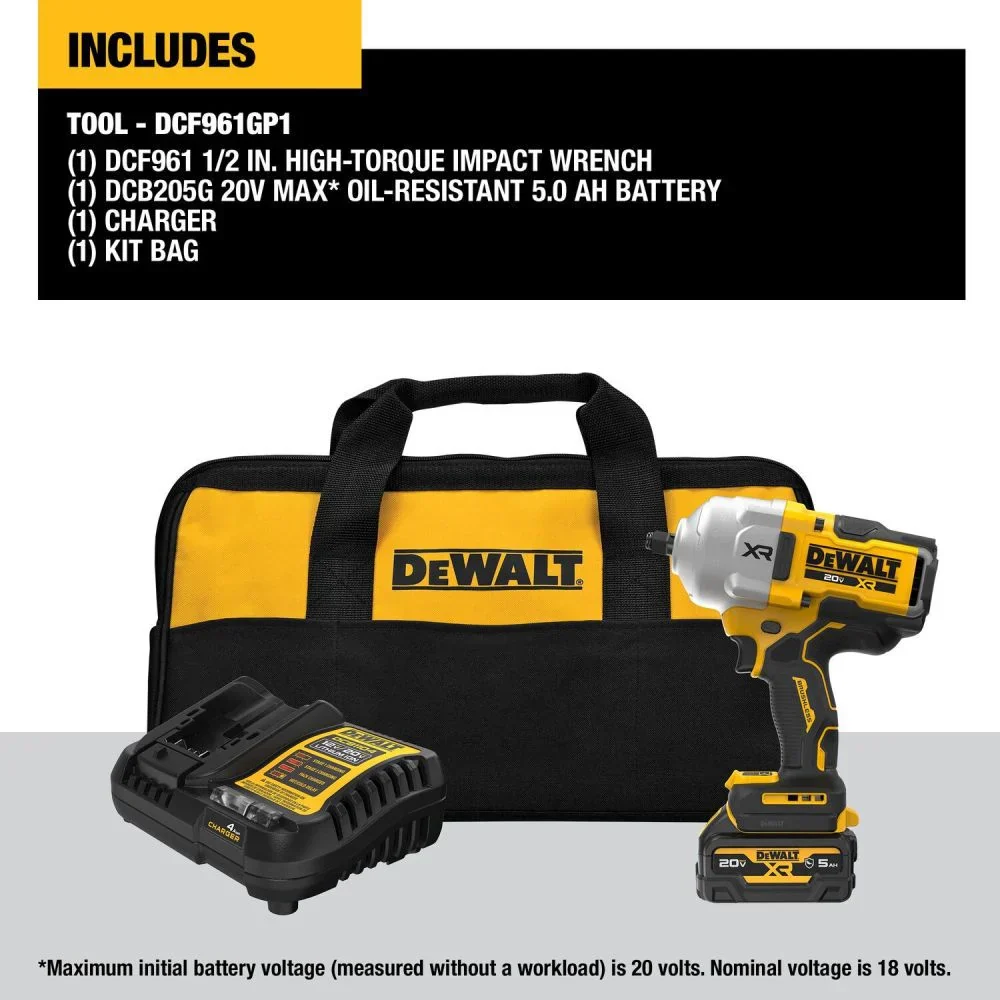 DEWALT 20V MAX XR 1/2 in. Brushless High Torque Impact Wrench Kit with Hog Ring Anvil DCF961GP1 - Image 2