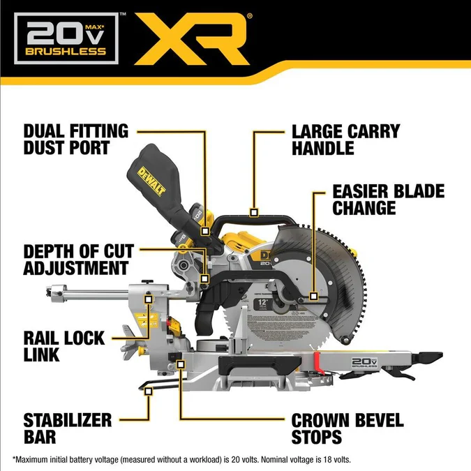 DEWALT DCS785WW1 20V MAX XR 12in Double Bevel Sliding Miter Saw Kit - Precision Cuts, Cordless Power - Image 3