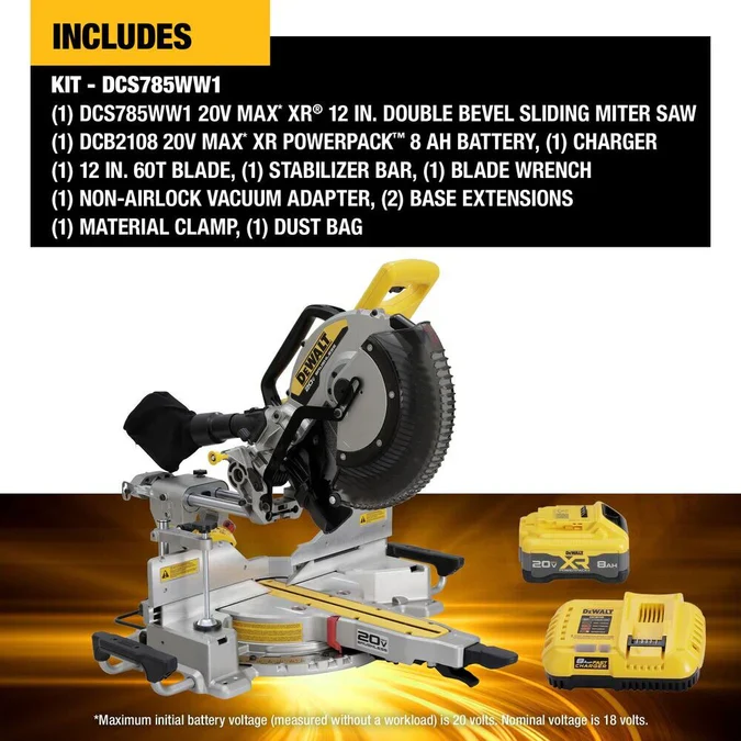 DEWALT DCS785WW1 20V MAX XR 12in Double Bevel Sliding Miter Saw Kit - Precision Cuts, Cordless Power - Image 4