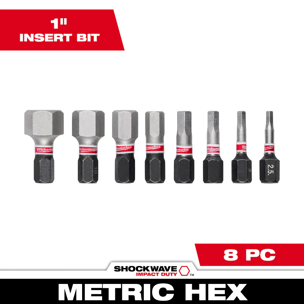 Milwaukee SHOCKWAVE Impact Duty 1" Metric Hex Insert Bit Set (8-Piece) 48-32-4617 - Image 2