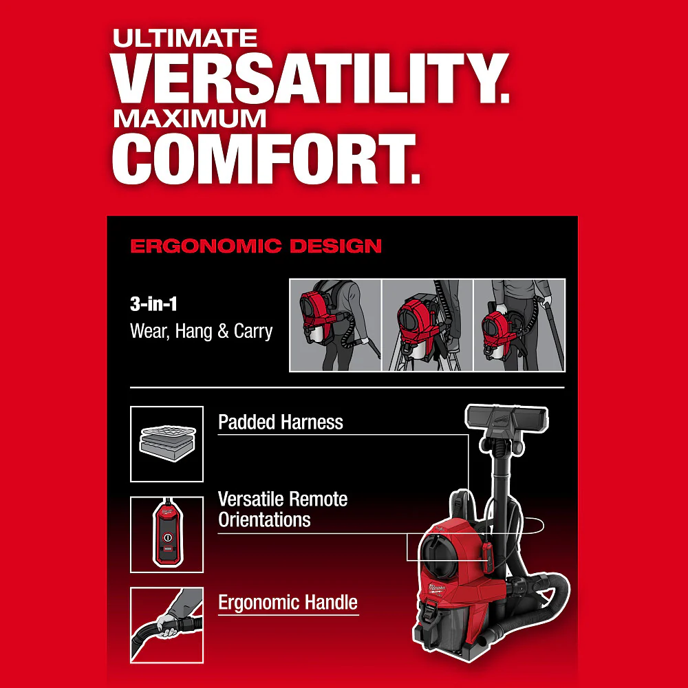 Milwaukee M18 FUEL 3-in-1 Backpack Vacuum M18 0895-20 - Image 8