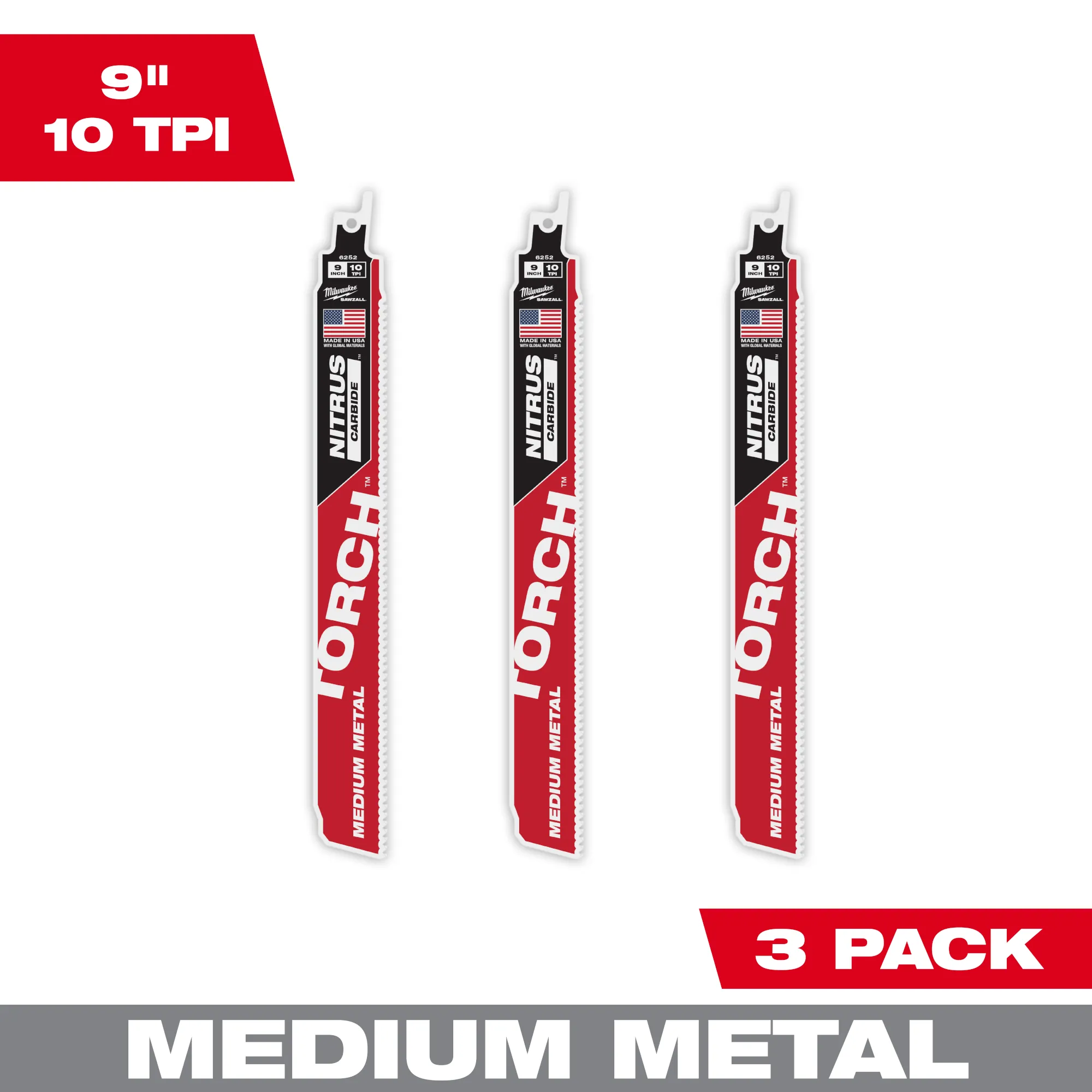 Milwaukee 6" 10 TPI TORCH with NITRUS CARBIDE for Medium Metal Reciprocating Saw Blade 48-00-6351 - Image 16