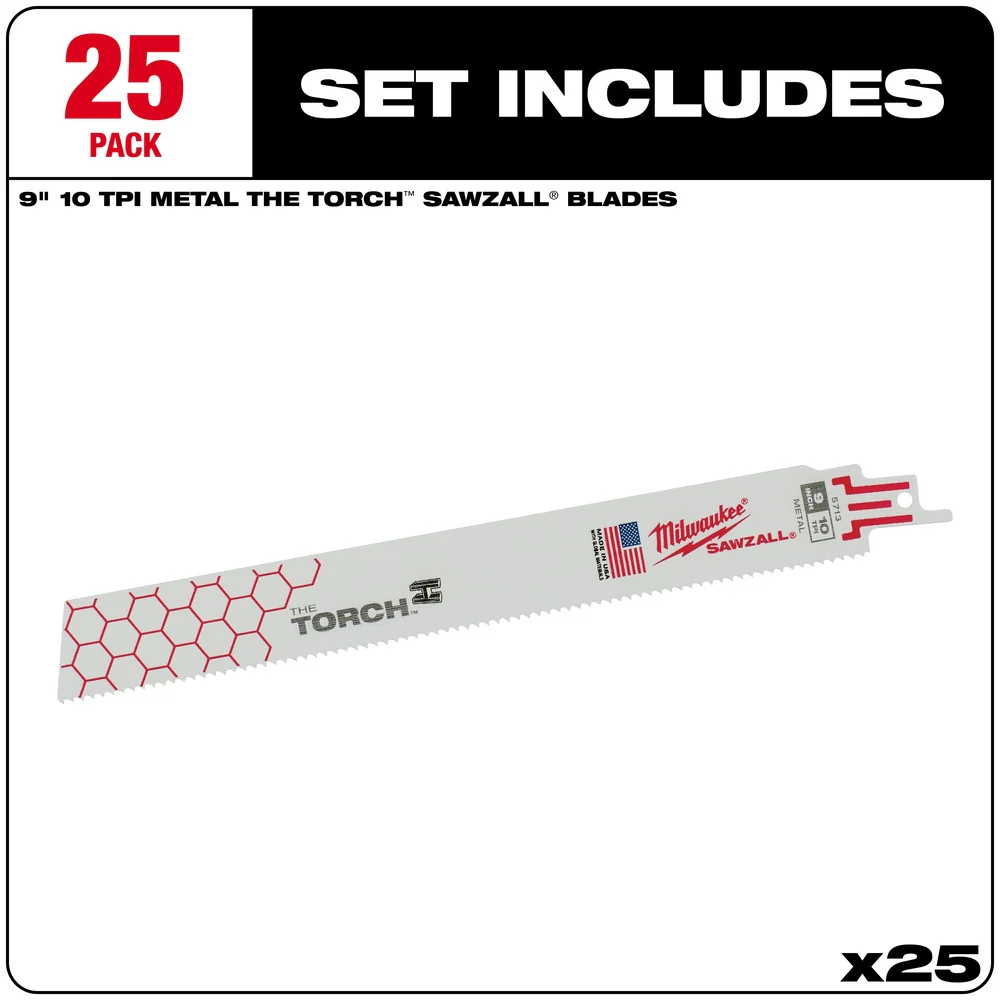 Milwaukee 9" 14 TPI The TORCH Metal-Cutting SAWZALL Blades 5-Pack 48-00-8712 - Image 17