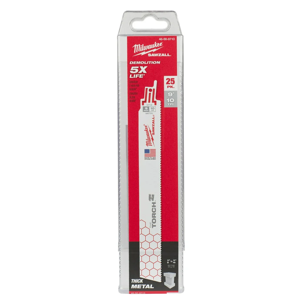 Milwaukee 9" 14 TPI The TORCH Metal-Cutting SAWZALL Blades 5-Pack 48-00-8712 - Image 26