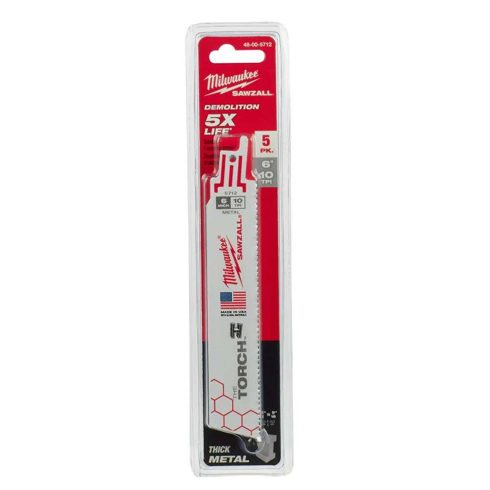 Milwaukee 12" 18 TPI The TORCH Metal-Cutting SAWZALL Blades (5 PK) 48-00-5712 - Image 12
