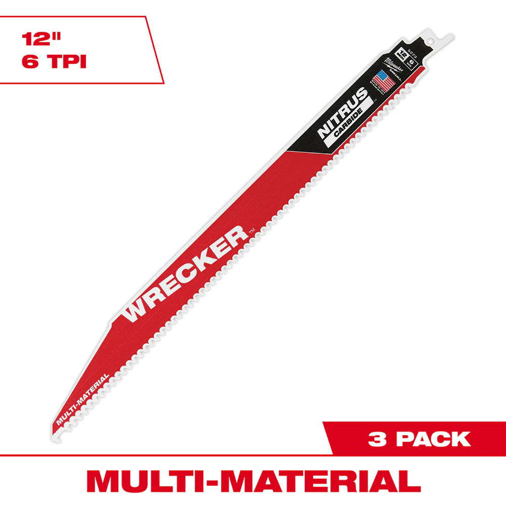Milwaukee WRECKER with NITRUS CARBIDE SAWZALL Blade 6-Inch 6TPI - Image 2