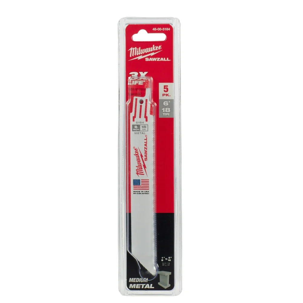 Milwaukee 6" 14 TPI THE TORCH Metal Cutting SAWZALL Blades (5 Pk) 48-00-5183 - Image 21