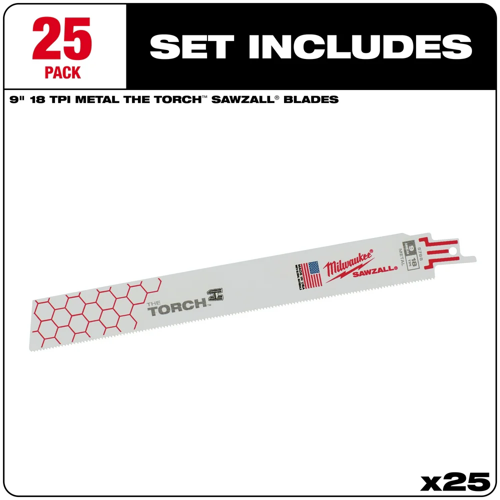 Milwaukee 6" 18 TPI THE TORCH™ SAWZALL® Blades (25 PK) 48-00-8784 - Image 17