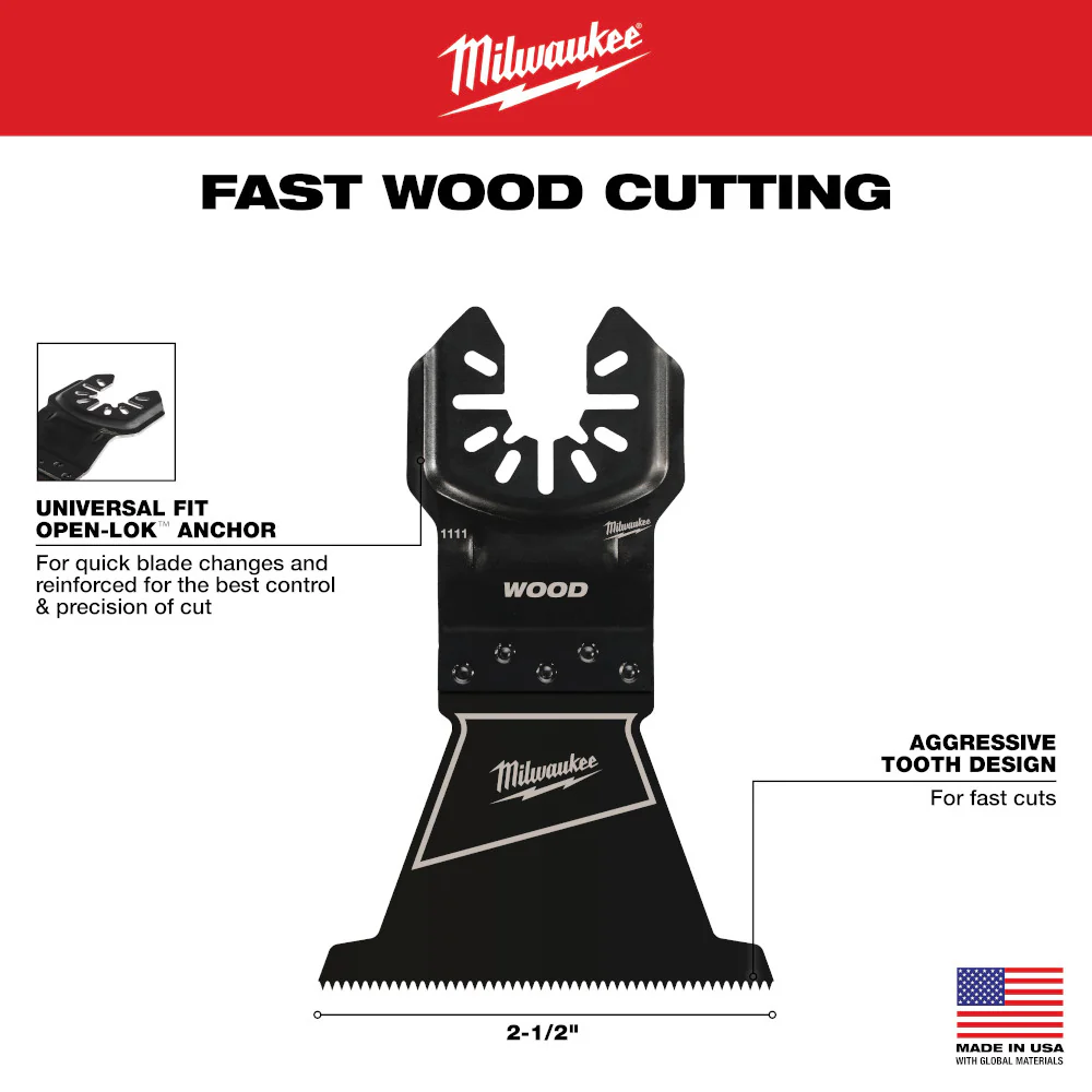 Milwaukee OPEN-LOK HCS Wood Oscillating Multi-Tool Blade 49-25-1111 - Image 15