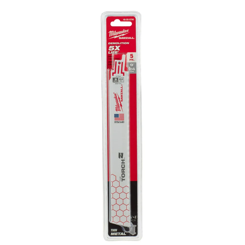 Milwaukee 9" 18 TPI The TORCH™ Metal-Cutting SAWZALL® Blades (5 Pk) 48-00-5786 - Image 26
