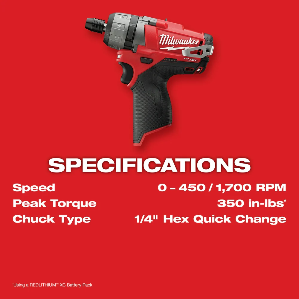 Milwaukee M12 FUEL 1/4" Hex 2-Speed Screwdriver Kit M12 2402-22 - Image 9