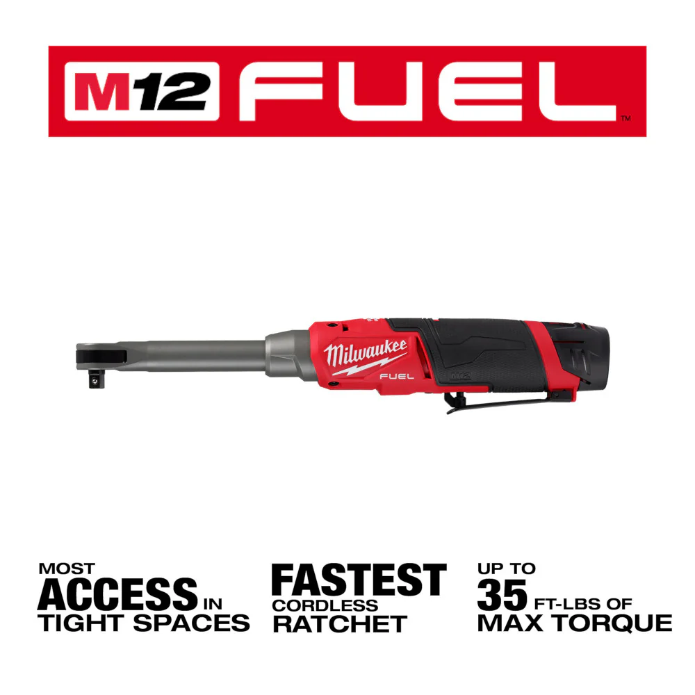 Milwaukee M12 FUEL 3/8" Extended Reach High Speed Ratchet Kit M12 2569-21 - Image 4