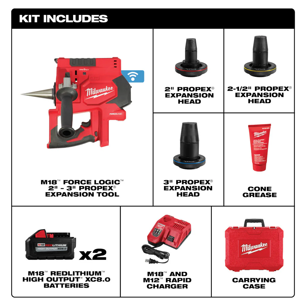 Milwaukee M18 FORCE LOGIC 2" to 3" ProPEX Expansion Tool Kit M18 2633-22HD - Image 3