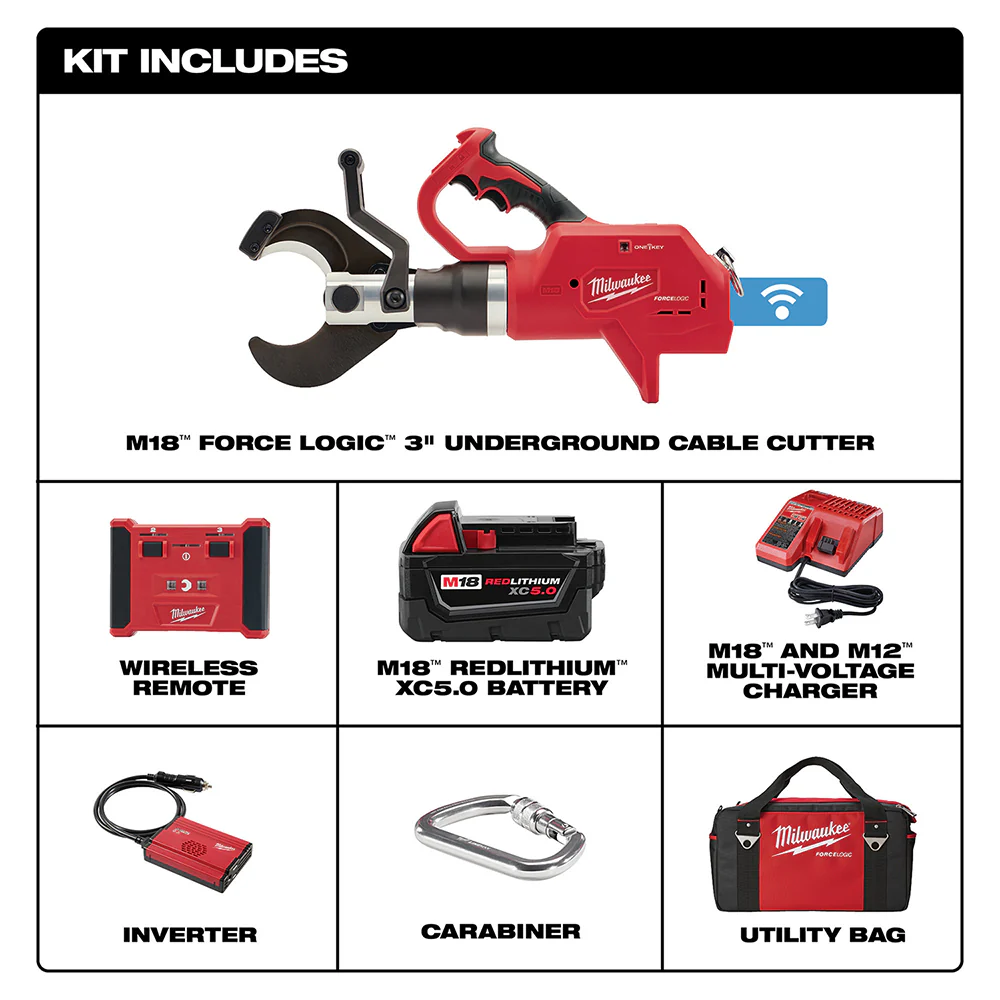 Milwaukee M18 FORCE LOGIC 3” Underground Cable Cutter with Wireless Remote 2776R-21 - Image 3