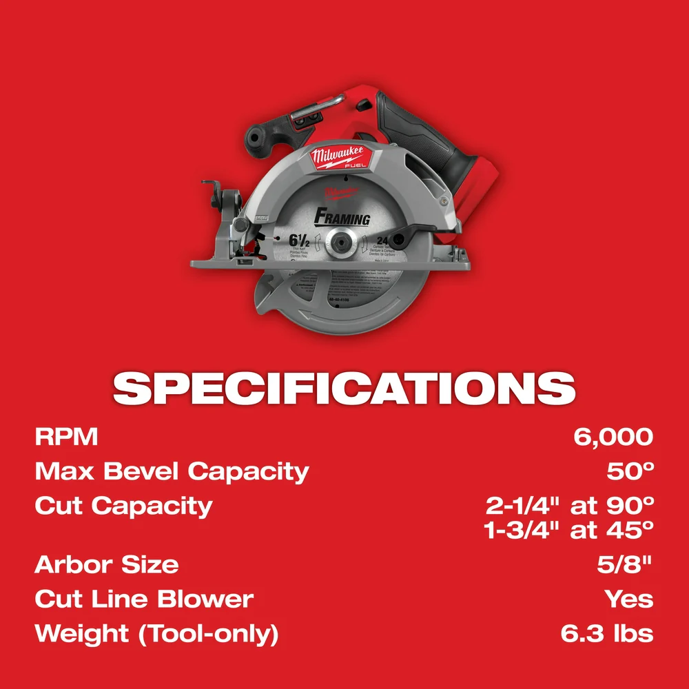 Milwaukee M18 FUEL 6-1/2" Circular Saw M18 2833-20 - Image 8