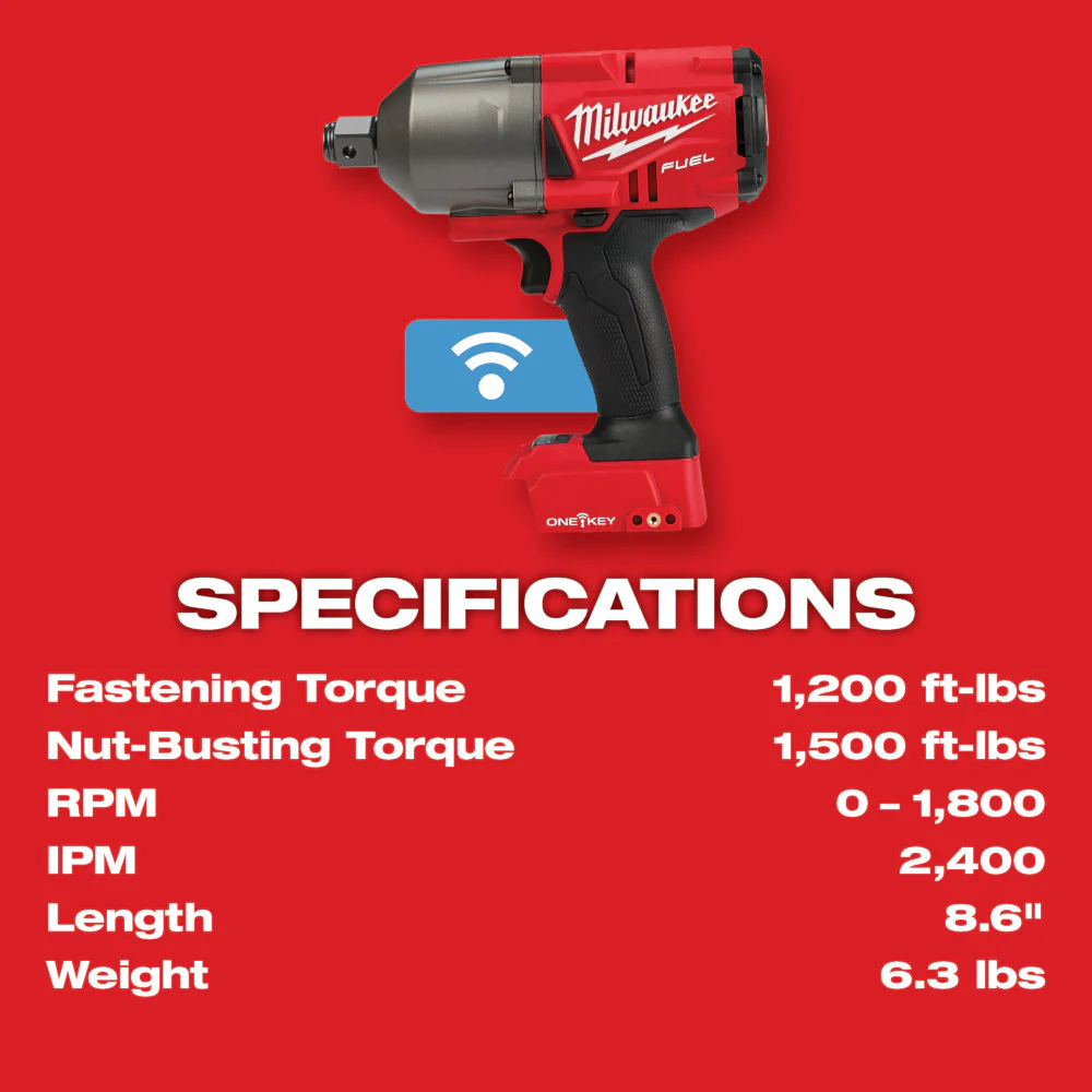 Milwaukee M18 FUEL w/ ONE-KEY High Torque 3/4” Impact Wrench Friction Ring M18 2864-20 - Image 8