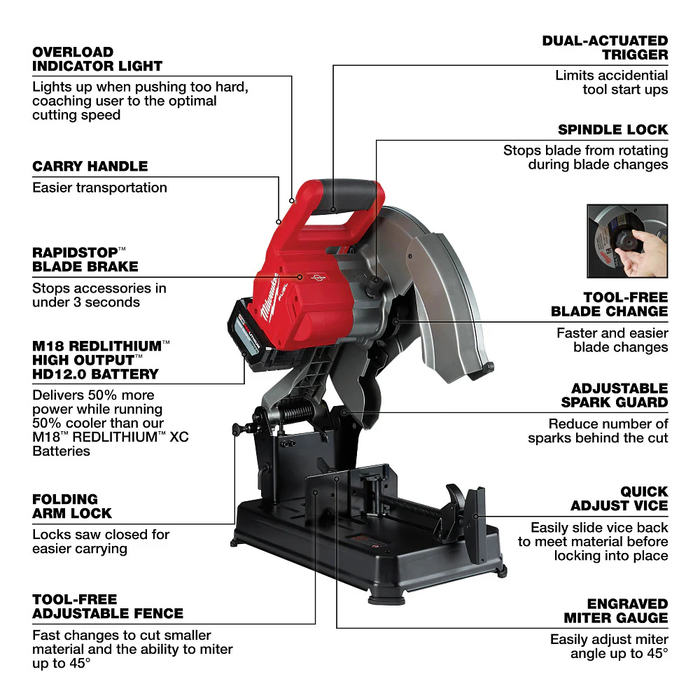 Milwaukee M18 FUEL 14" Abrasive Chop Saw Kit 2990-21HD - Image 4