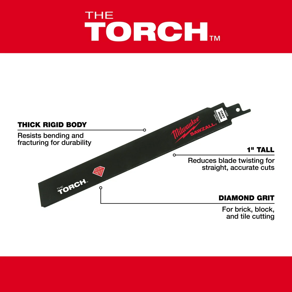 Milwaukee Diamond Grit TORCH SAWZALL Reciprocating Saw Blade 48-00-1440 - Image 5