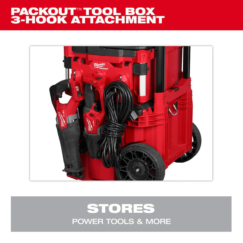 Milwaukee PACKOUT Tool Box 3-Hook Attachment 48-22-8606 - Image 6