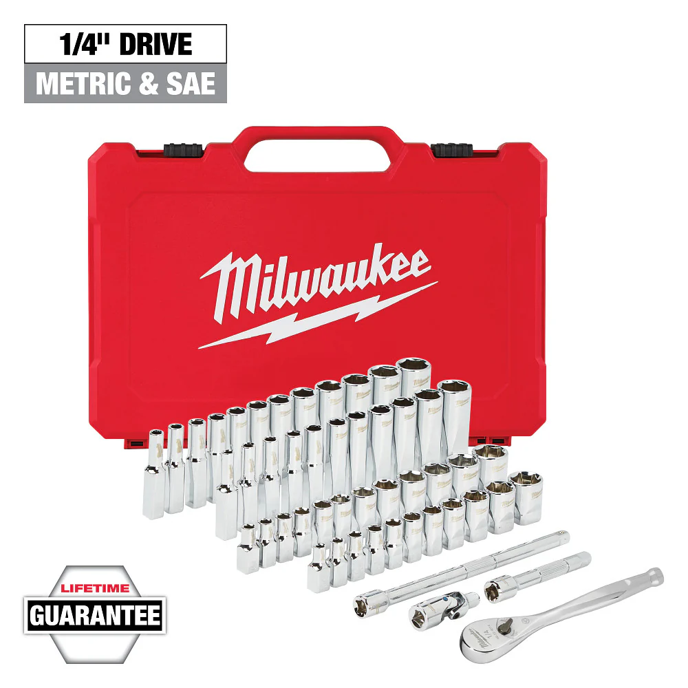 Milwaukee 50-Piece 1/4" Drive Metric & SAE Ratchet and Socket Set 48-22-9004 - Image 2