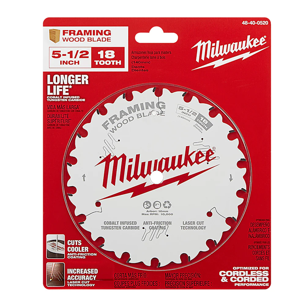 Milwaukee 5-1/2" 18T Framing Circular Saw Blade 48-40-0520 - Image 7