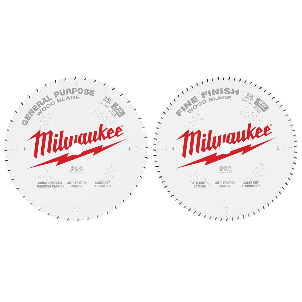 Milwaukee 12" 44T & 80T General Purpose/Fine Finish Circular Saw Blade 2-Pack 48-40-1232 - Image 2