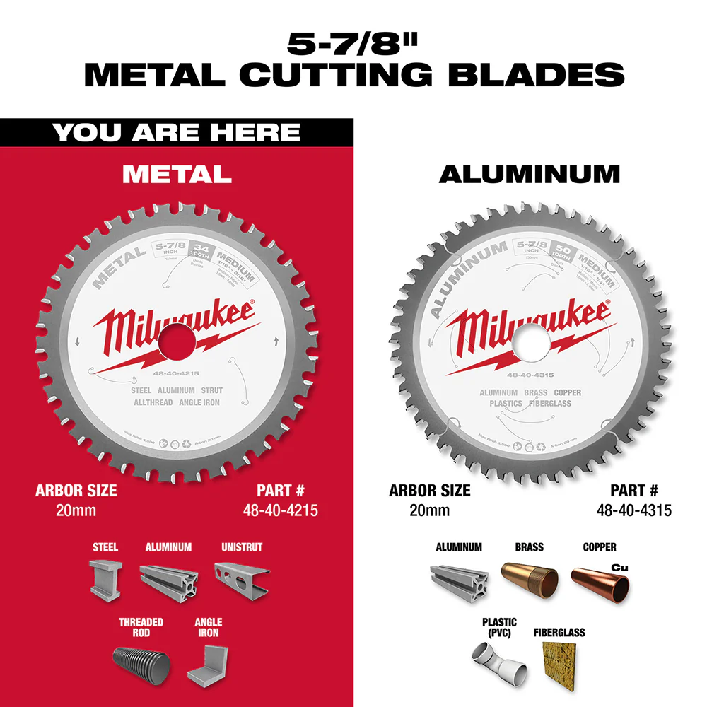 Milwaukee 5-7/8" Metal Cutting Circular Saw Blade 34T 20mm Arbor 48-40-4215 - Image 6