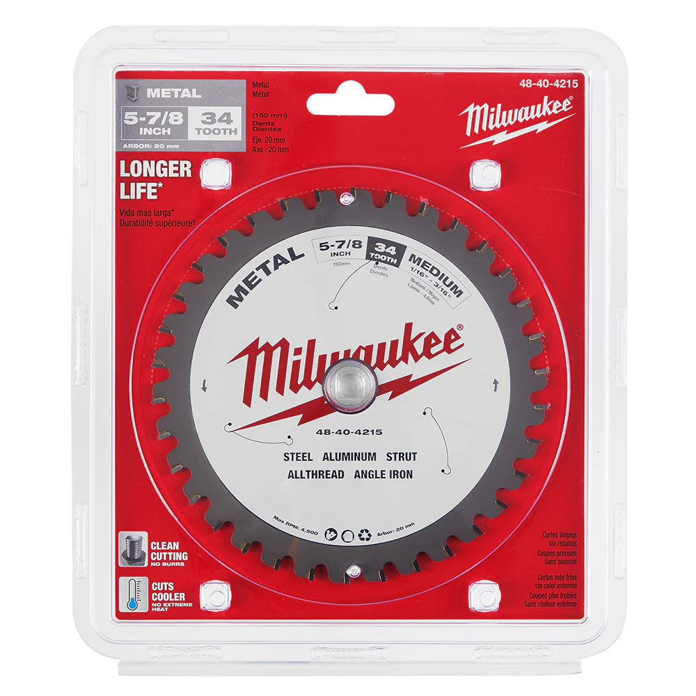 Milwaukee 5-7/8" Metal Cutting Circular Saw Blade 34T 20mm Arbor 48-40-4215 - Image 7