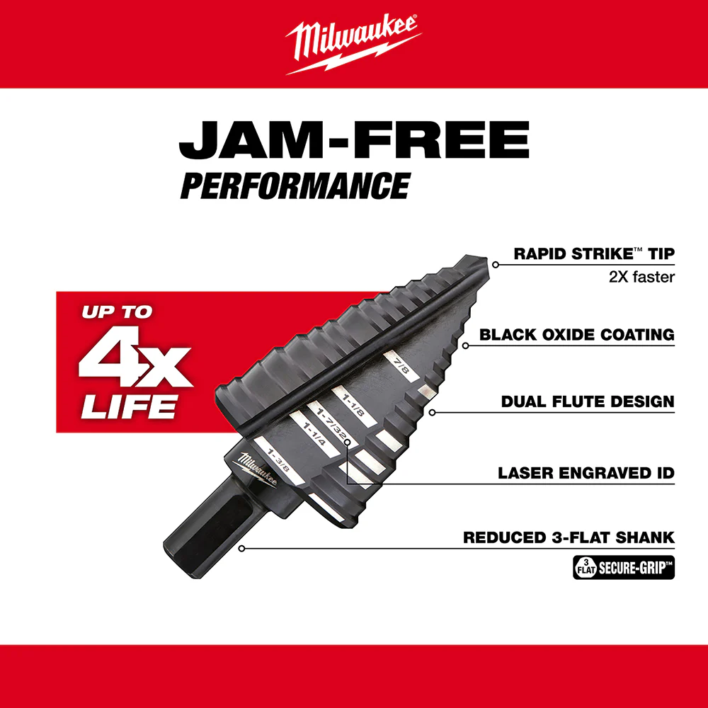Milwaukee 4-Piece Step Drill Bit Set 48-89-9223 - Image 6