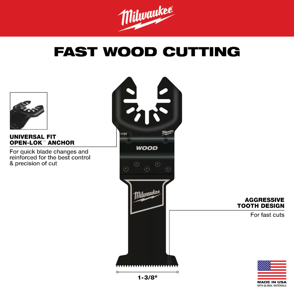 Milwaukee OPEN-LOK™ HCS Wood Multi-Tool Blade Variety Pack 3PC 49-10-9004 - Image 8