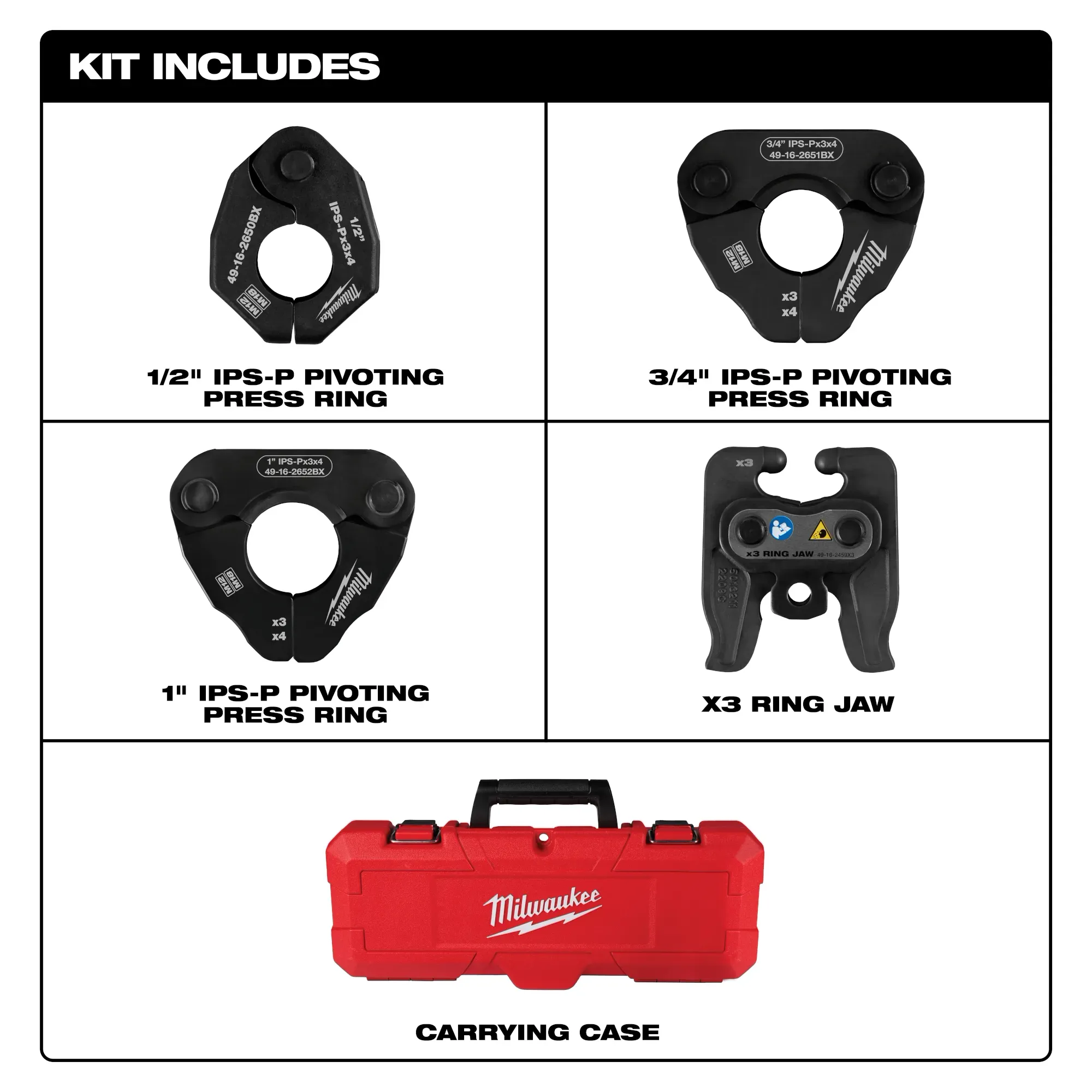 Milwaukee IPS-P Pivoting Press Ring Kit M12 & M18 FORCE LOGIC 49-16-2496X - Image 15