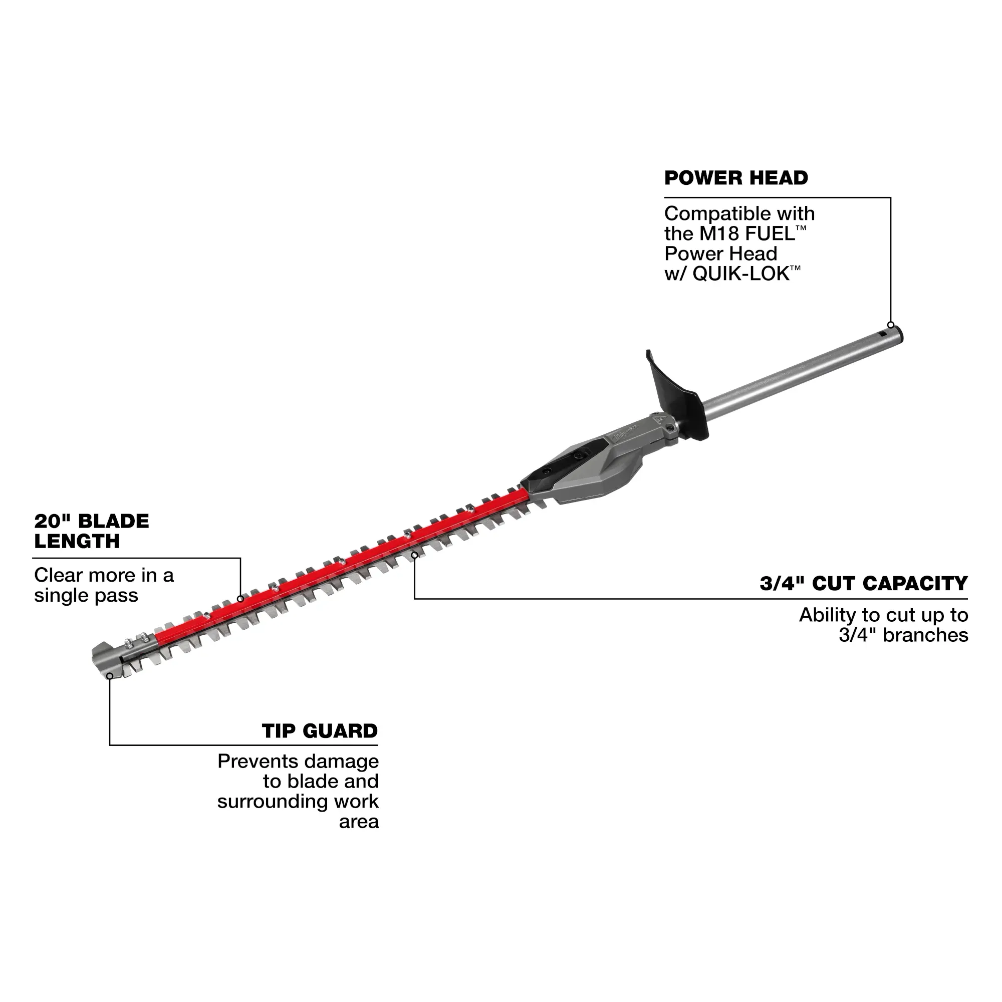 Milwaukee M18 FUEL QUIK-LOK Hedge Trimmer Attachment 49-16-2796 - Image 2