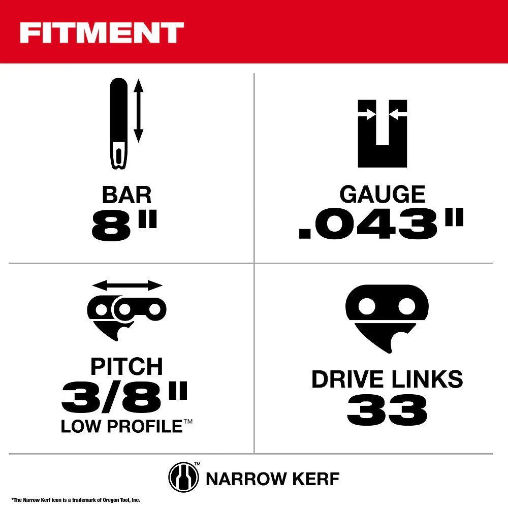 Milwaukee 8" Guide Bar & Chain Combo 49-16-2818 - Image 5