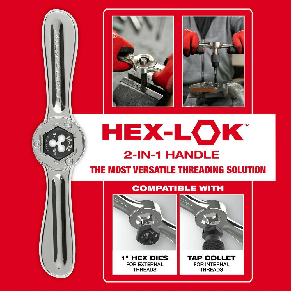 Milwaukee 15-Piece SAE Tap and Die Set with Hex-LOK 2-in-1 Handle 49-22-5602 - Image 5