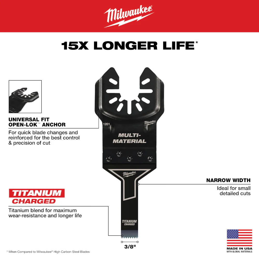 Milwaukee OPEN-LOK TITANIUM CHARGED Bi-Metal Multi-Material Blade 49-25-1201 - Image 5