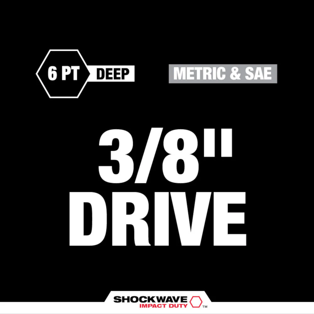 Milwaukee 43-Piece SHOCKWAVE Impact Duty™ 3/8" Drive SAE & Metric Deep 6 Point Socket Set 49-66-7009 - Image 3