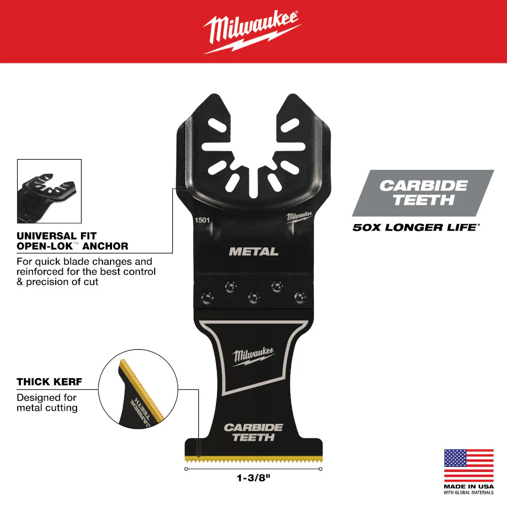 Milwaukee 1-3/8" Titanium Enhanced Carbide Teeth OPEN-LOK Blade 49-25-1502 - Image 5